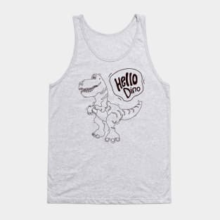 line art illustration of a monochrome dinosaur for kids coloring page Tank Top